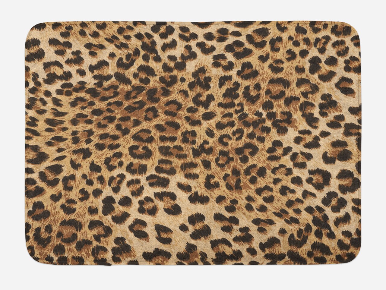 Ambesonne Leopard Print Bath Mat, Skin Pattern of a Wild Savannah Animal Powerful Panther Big Cat, Plush Bathroom Decor Mat with Non Slip Backing, 29.5" X 17.5", Beige Brown
